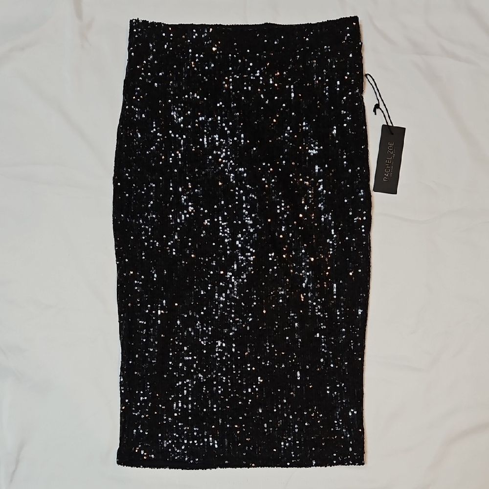 Rachel Zoe Black Sequin Pencil Skirt